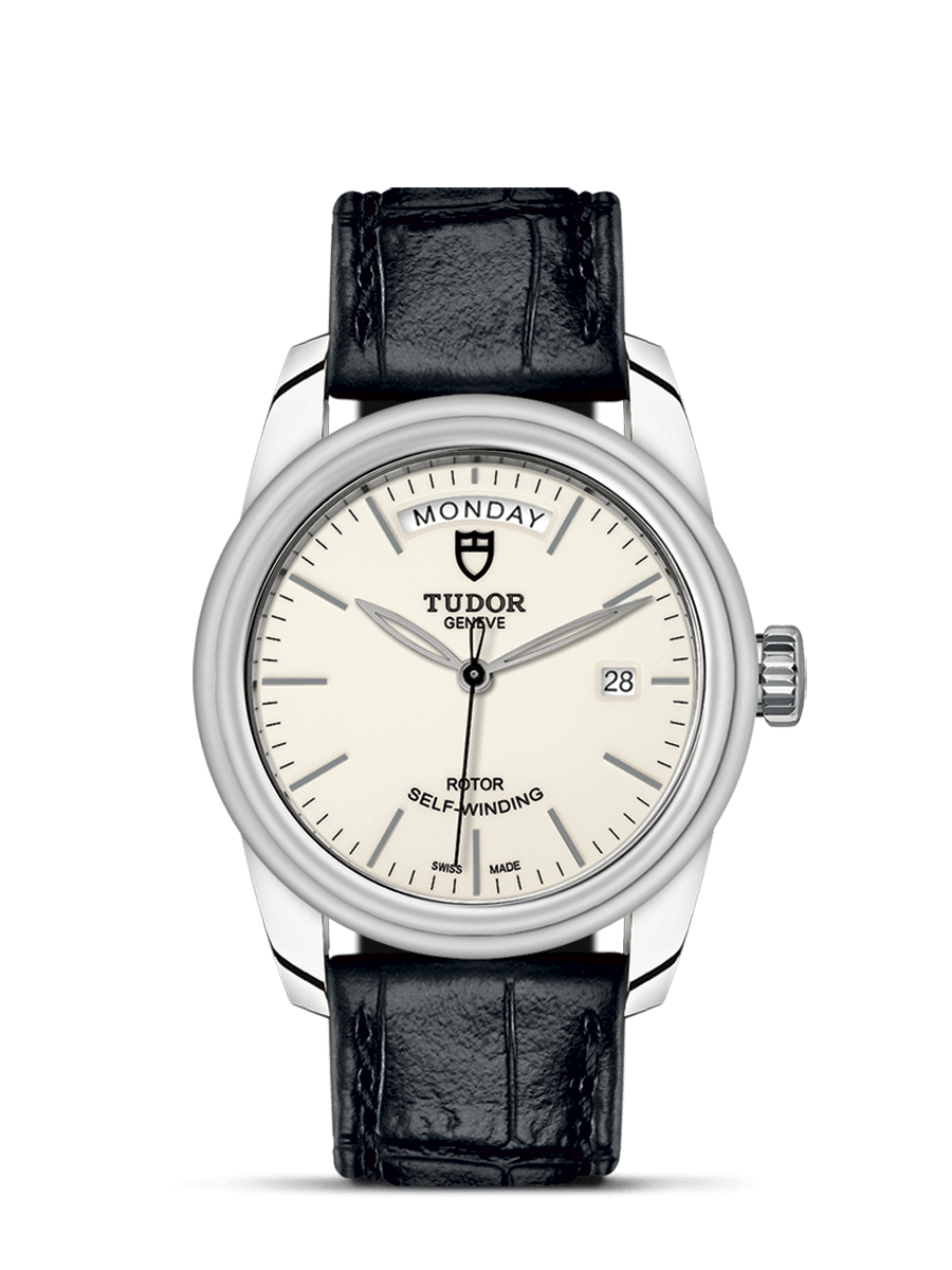 Tudor 56000-0176 : Glamour Day + Date Stainless Steel / Opaline/ Strap