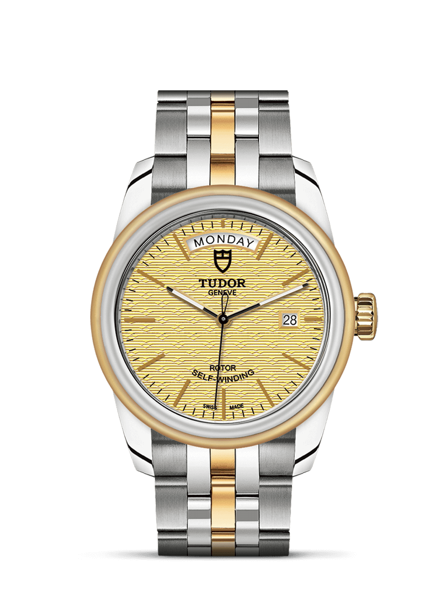 Tudor 56003-0003 : Glamour Day + Date Stainless Steel / Yellow Gold / Jacquard Champagne / Bracelet