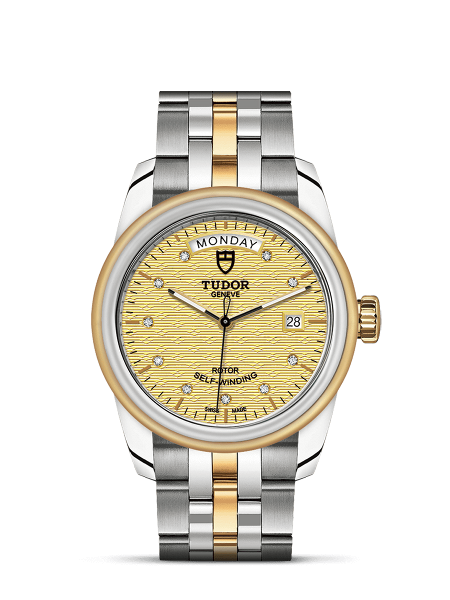 Tudor 56003-0004 : Glamour Day + Date Stainless Steel / Yellow Gold / Jacquard Champagne-Diamond / Bracelet