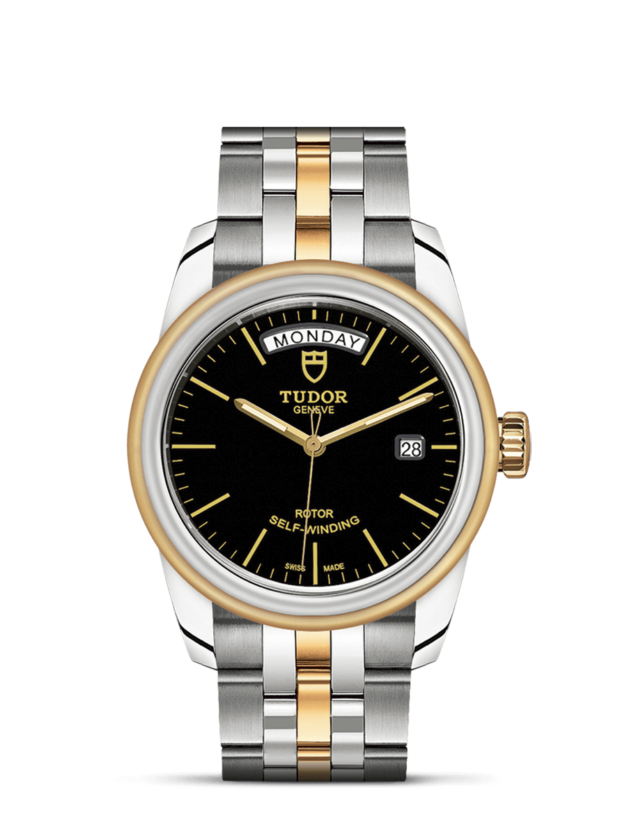 Tudor 56003-0007 : Glamour Day + Date Stainless Steel / Yellow Gold / Black / Bracelet