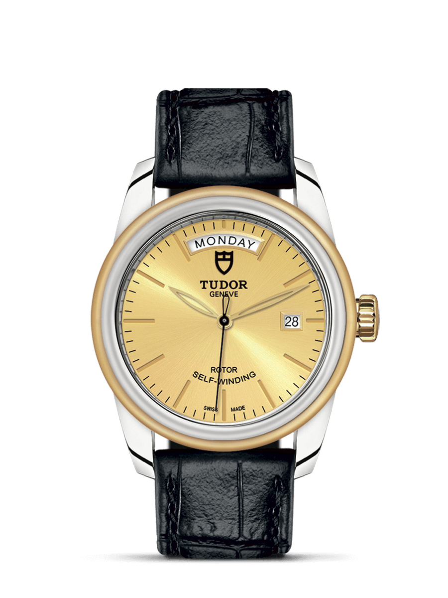 Tudor 56003-0024 : Glamour Day + Date Stainless Steel / Yellow Gold / Champagne / Strap