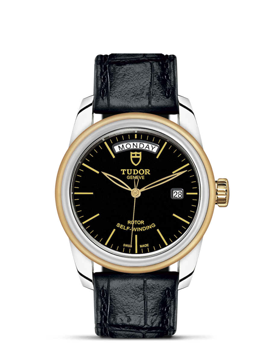 Tudor 56003-0040 : Glamour Day + Date Stainless Steel / Yellow Gold / Black / Strap