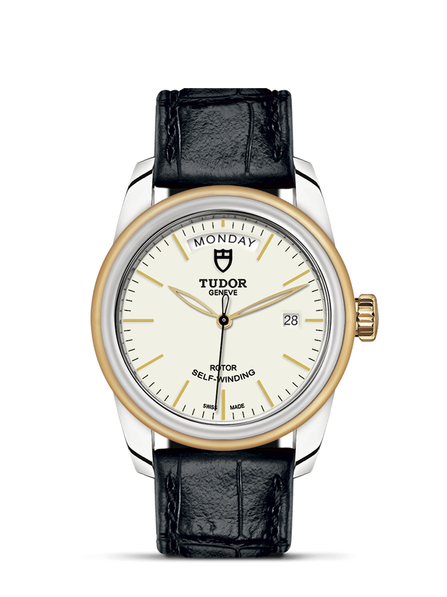 Tudor 56003-0107 : Glamour Day + Date Stainless Steel / Yellow Gold / Opaline/ Strap