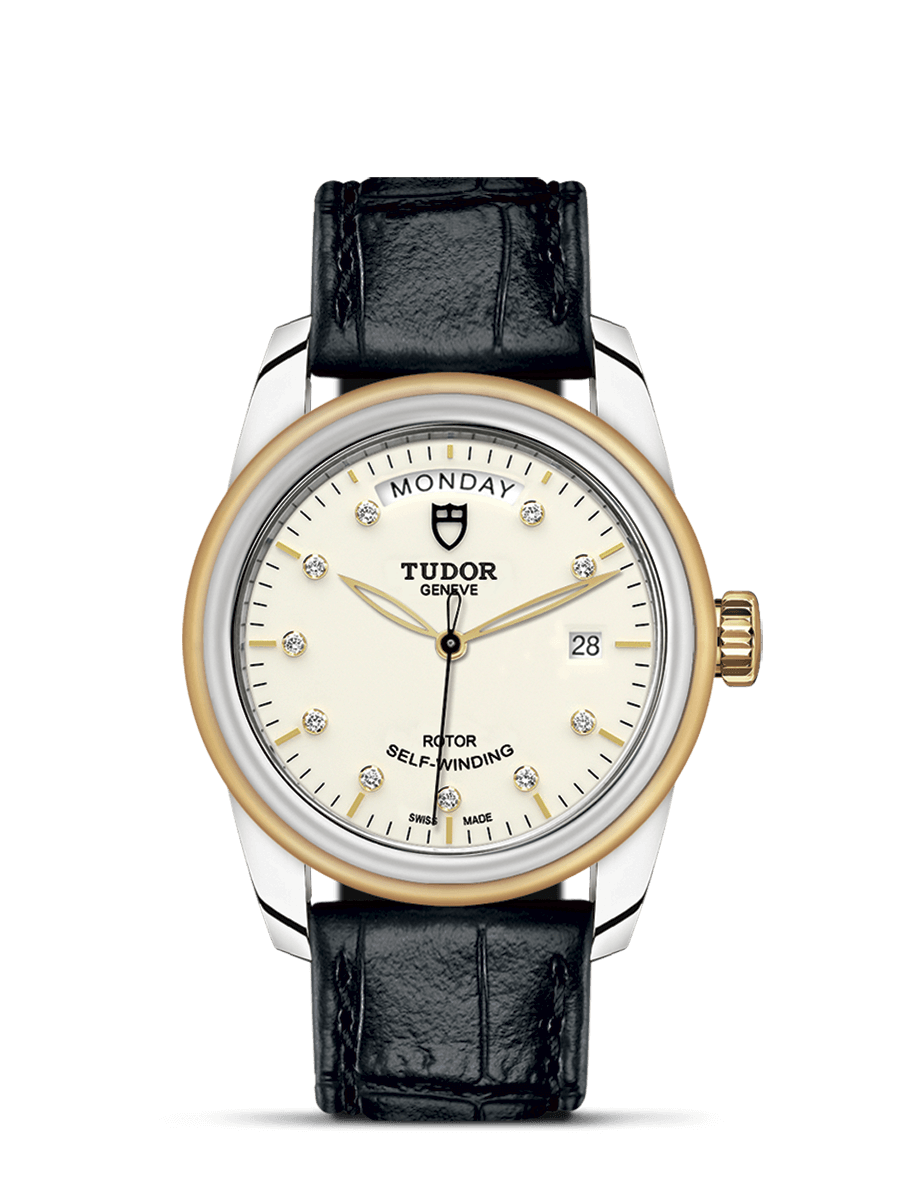 Tudor 56003-0115 : Glamour Day + Date Stainless Steel / Yellow Gold / Opaline-Diamond / Strap