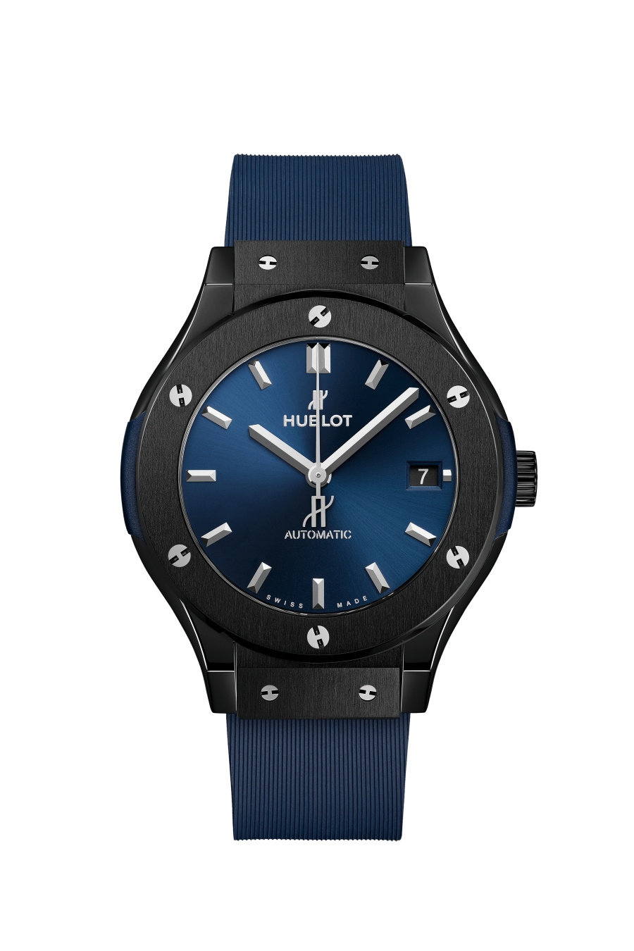 Hublot 565.CM.7170.RX : Classic Fusion 38 Ceramic / Blue / Rubber