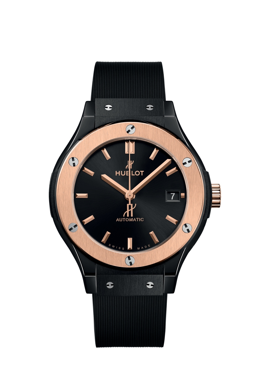 Hublot 565.CO.1480.RX : Classic Fusion 38 Ceramic - King Gold / Black / Rubber