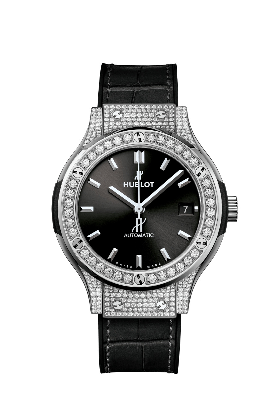 Hublot 565.NX.1470.LR.1604 : Classic Fusion 38 Titanium - Pavé / Black / Alligator