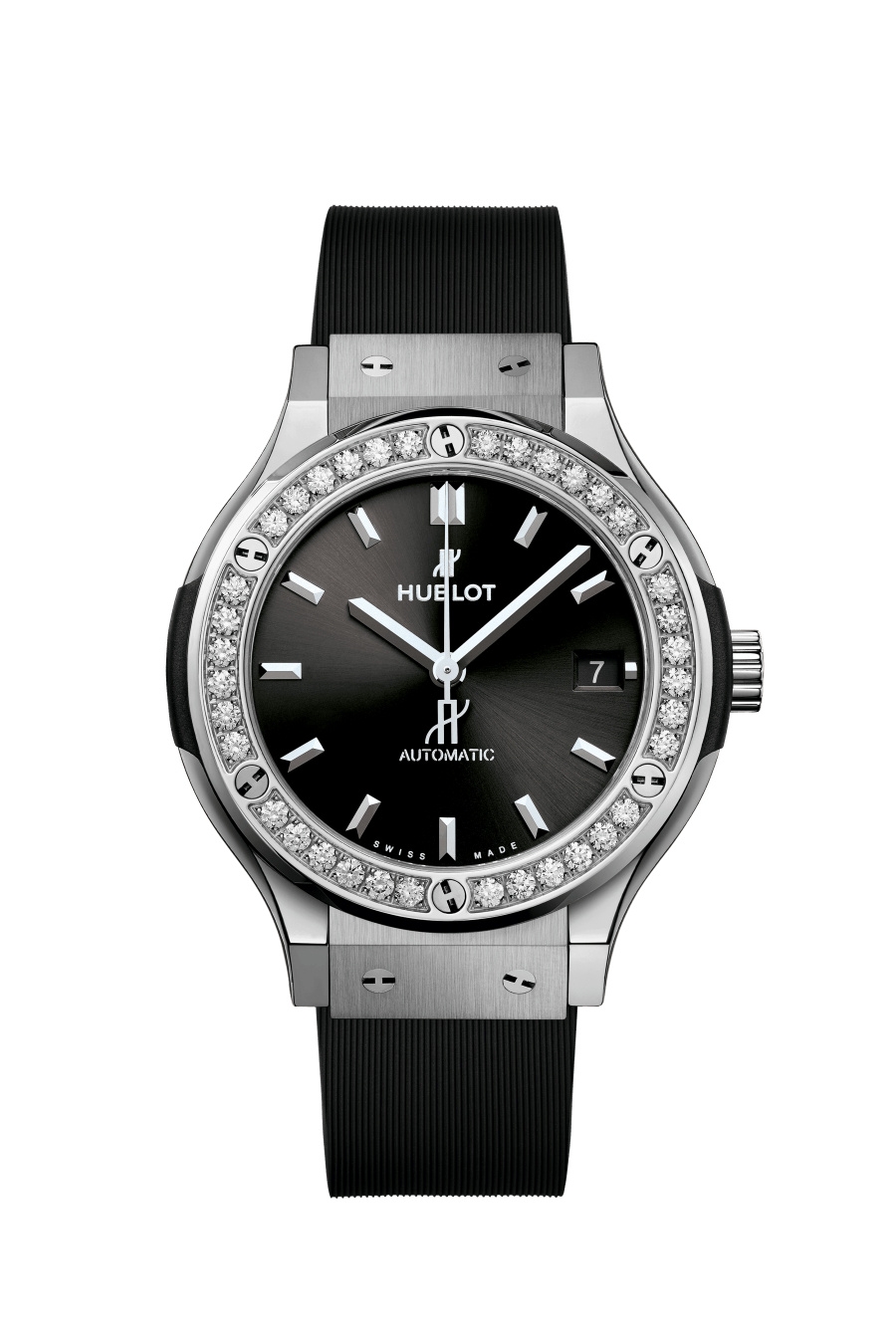 Hublot 565.NX.1470.RX.1204 : Classic Fusion 38 Titanium - Diamond / Black / Rubber