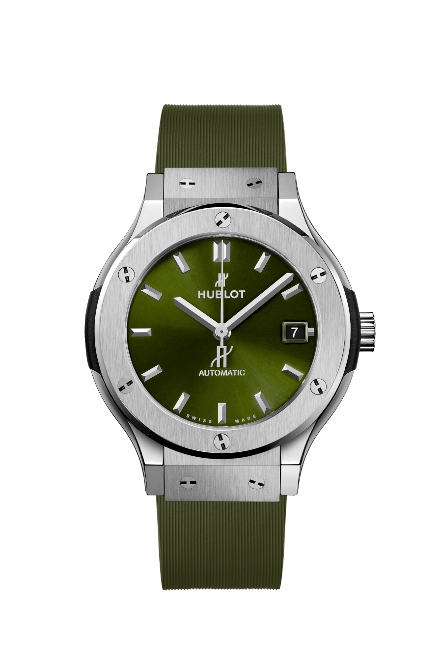 Hublot 565.NX.8970.RX : Classic Fusion 38 Titanium / Green / Rubber
