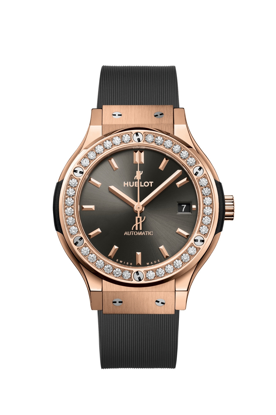 Hublot 565.OX.7081.RX.1204 : Classic Fusion 38 King Gold - Diamond / Racing Grey / Rubber