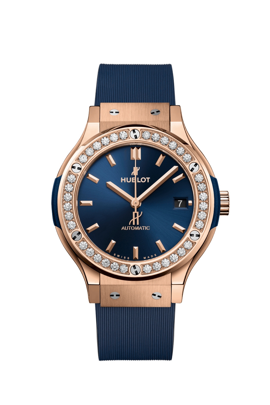 Hublot 565.OX.7180.RX.1204 : Classic Fusion 38 King Gold - Diamond / Blue / Rubber
