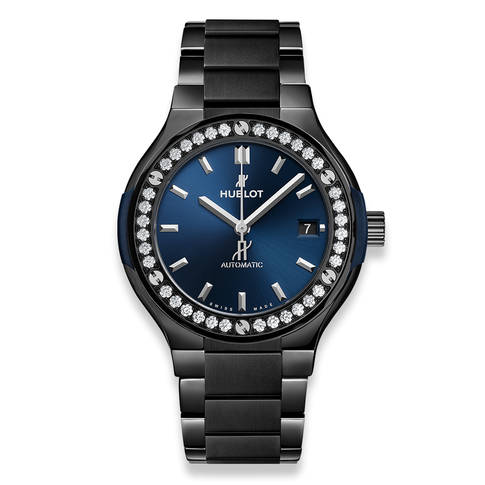 Hublot 568.CM.7170.CM.1204 : Classic Fusion 38 Ceramic - Diamond / Blue / Bracelet