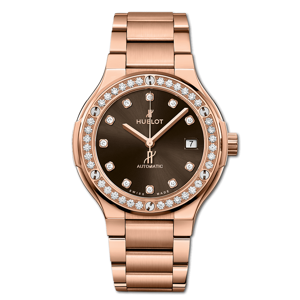 Hublot 568.OX.898M.OX.1204 : Classic Fusion 38 King Gold - Diamond / Brown / Bracelet