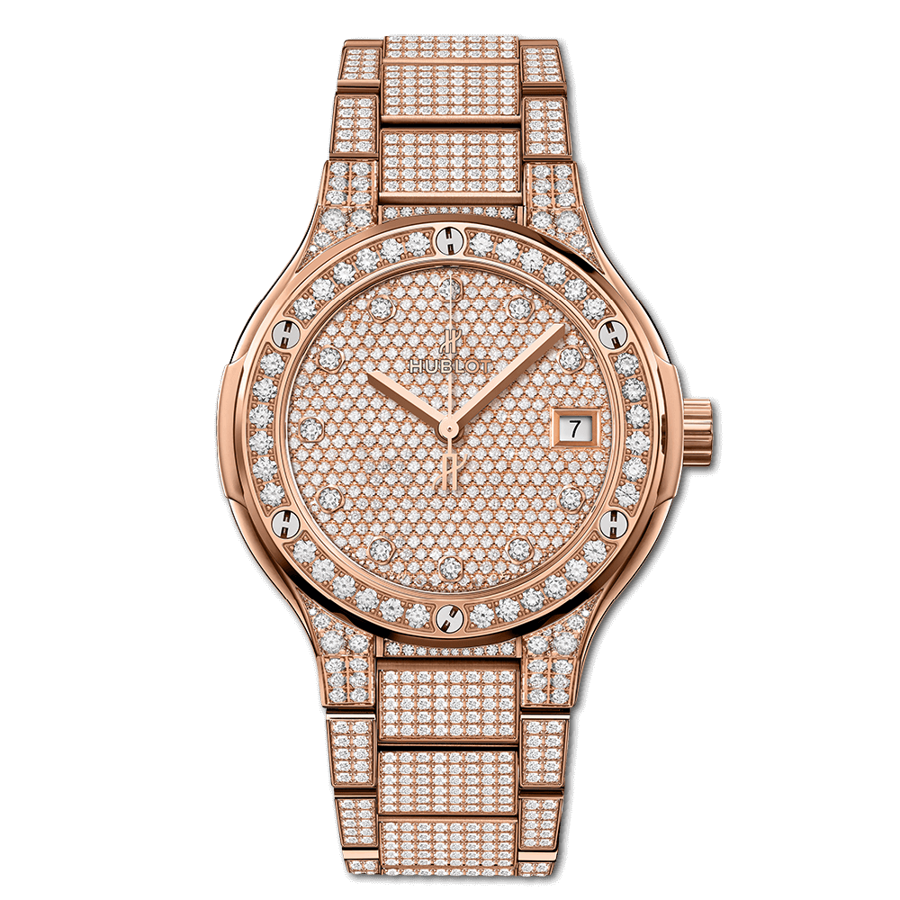 Hublot 568.OX.9000.OX.3604 : Classic Fusion 38 King Gold - Full Pavé