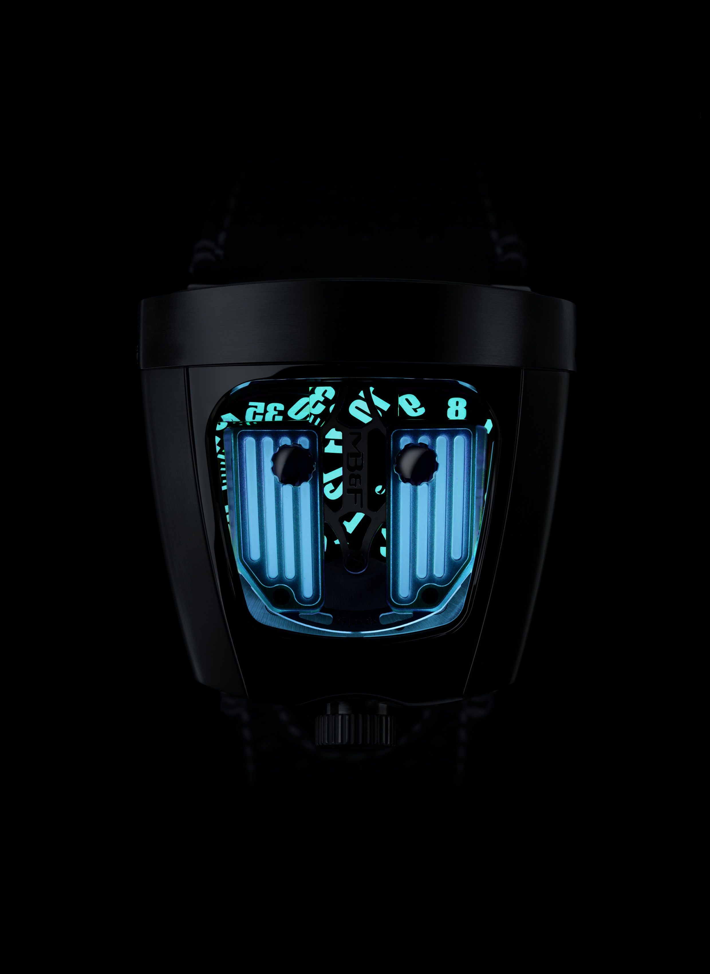 MB&F 57.STBL.B : Horological Machine  HMX Black Badger Phantom Blue