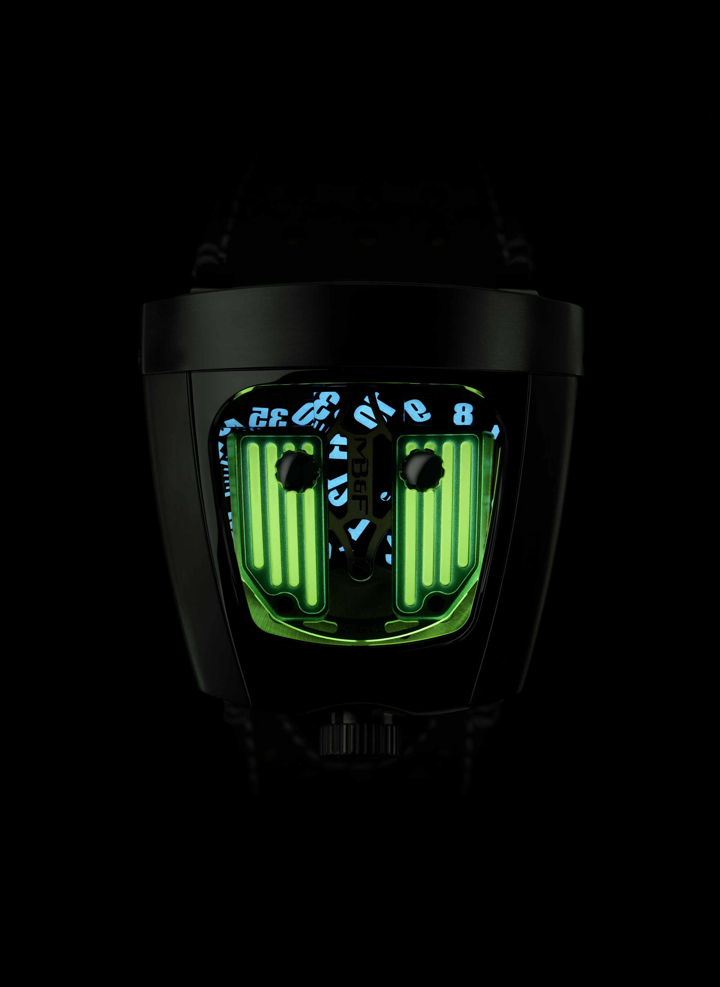 MB&F 57.STGL.B : Horological Machine  HMX Black Badger Radar Green