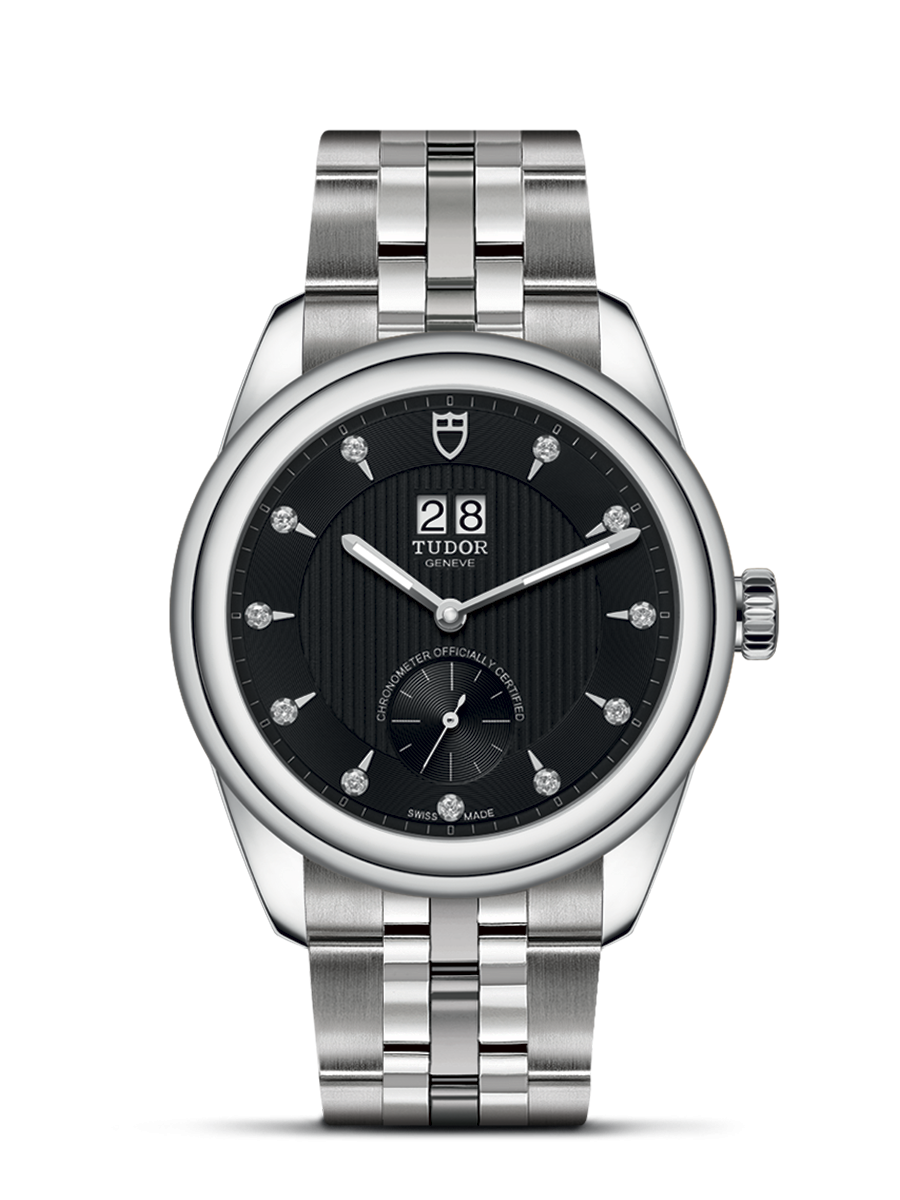 Tudor 57100-0004 : Glamour Double Date Stainless Steel / Black-Diamond / Bracelet