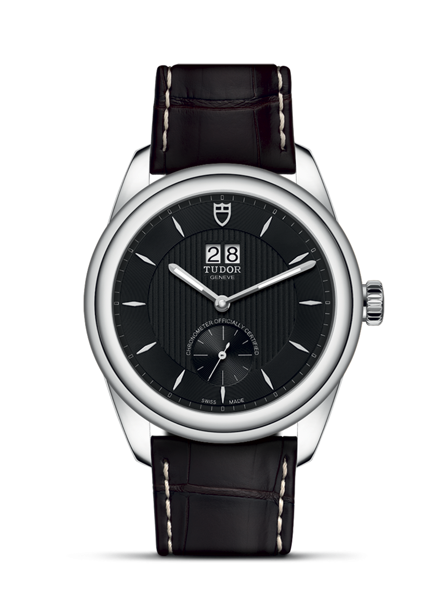 Tudor 57100-0018 : Glamour Double Date Stainless Steel / Black / Strap