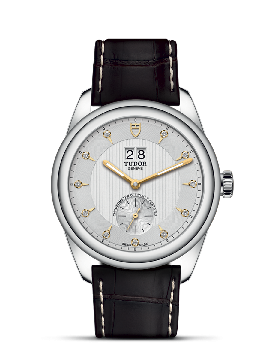 Tudor 57100-0020 : Glamour Double Date Stainless Steel / Silver-Diamond / Strap