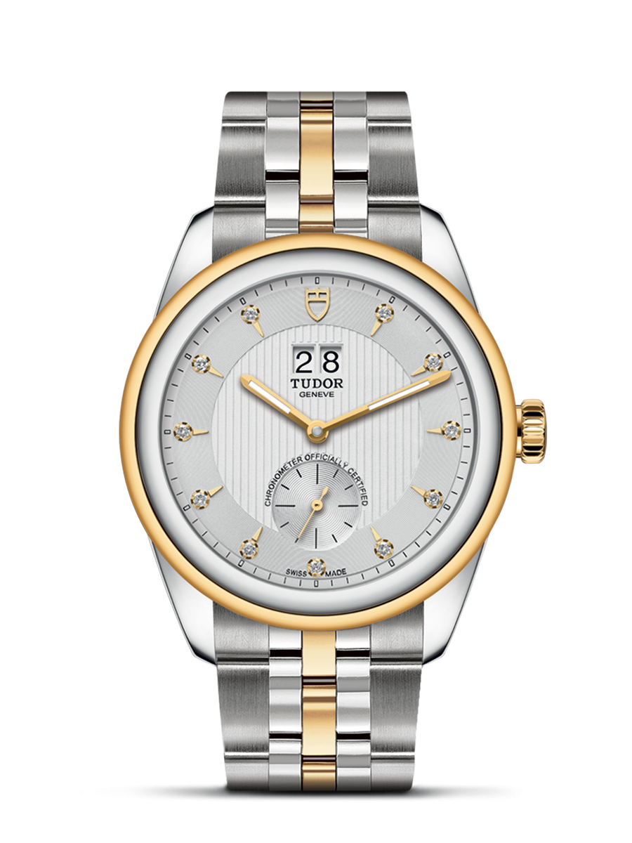 Tudor 57103-0005 : Glamour Double Date Stainless Steel / Yellow Gold / Silver-Diamond / Bracelet