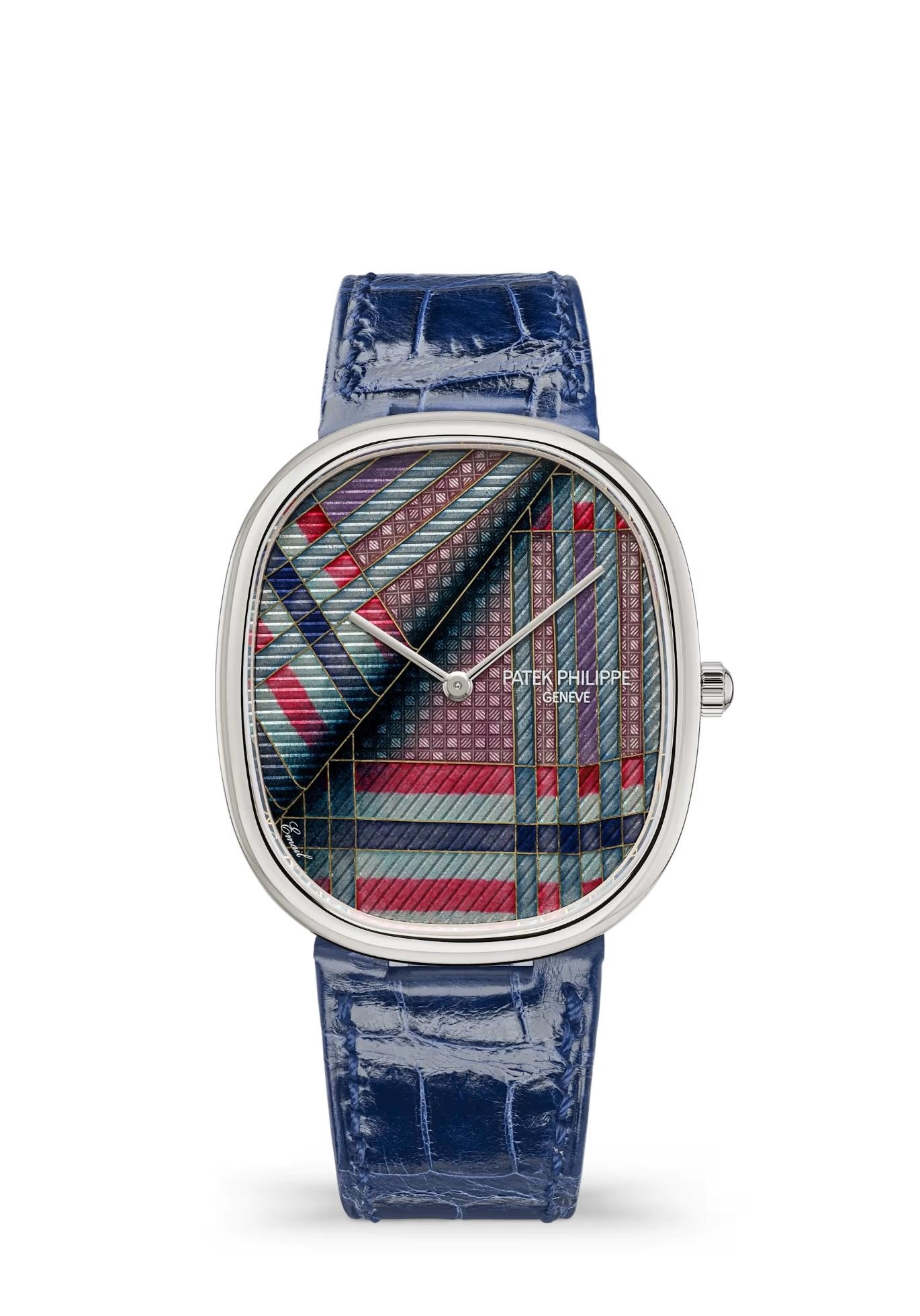 Patek Philippe 5738/50G-045 : Golden Ellipse 5738 White Gold / Blue Tartan