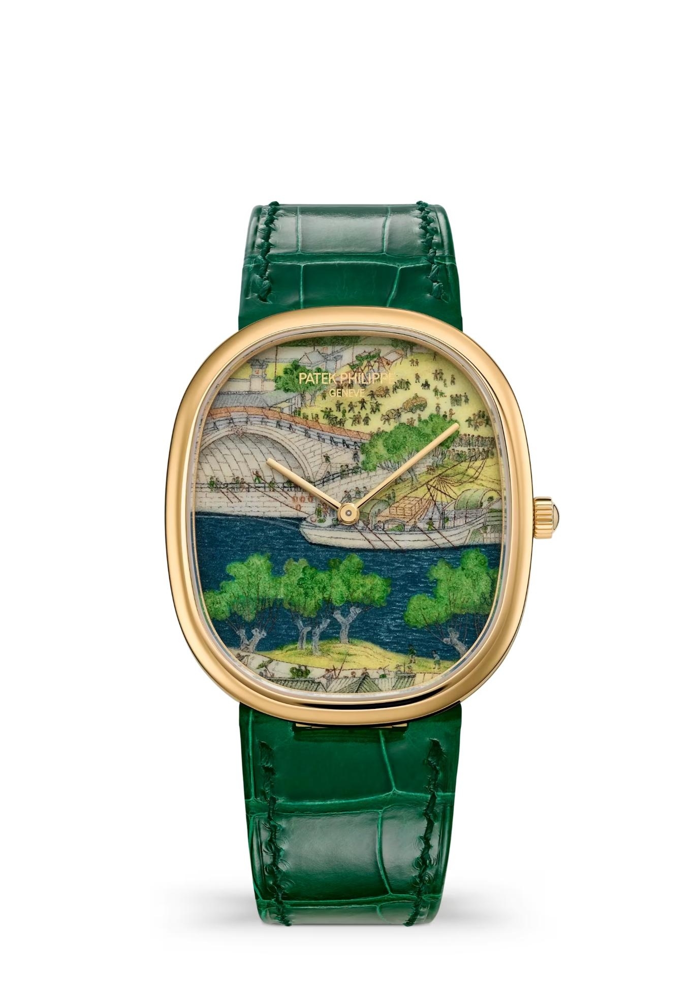 Patek Philippe 5738/50J-015 : Golden Ellipse 5738 Yellow Gold / Festivities by the River