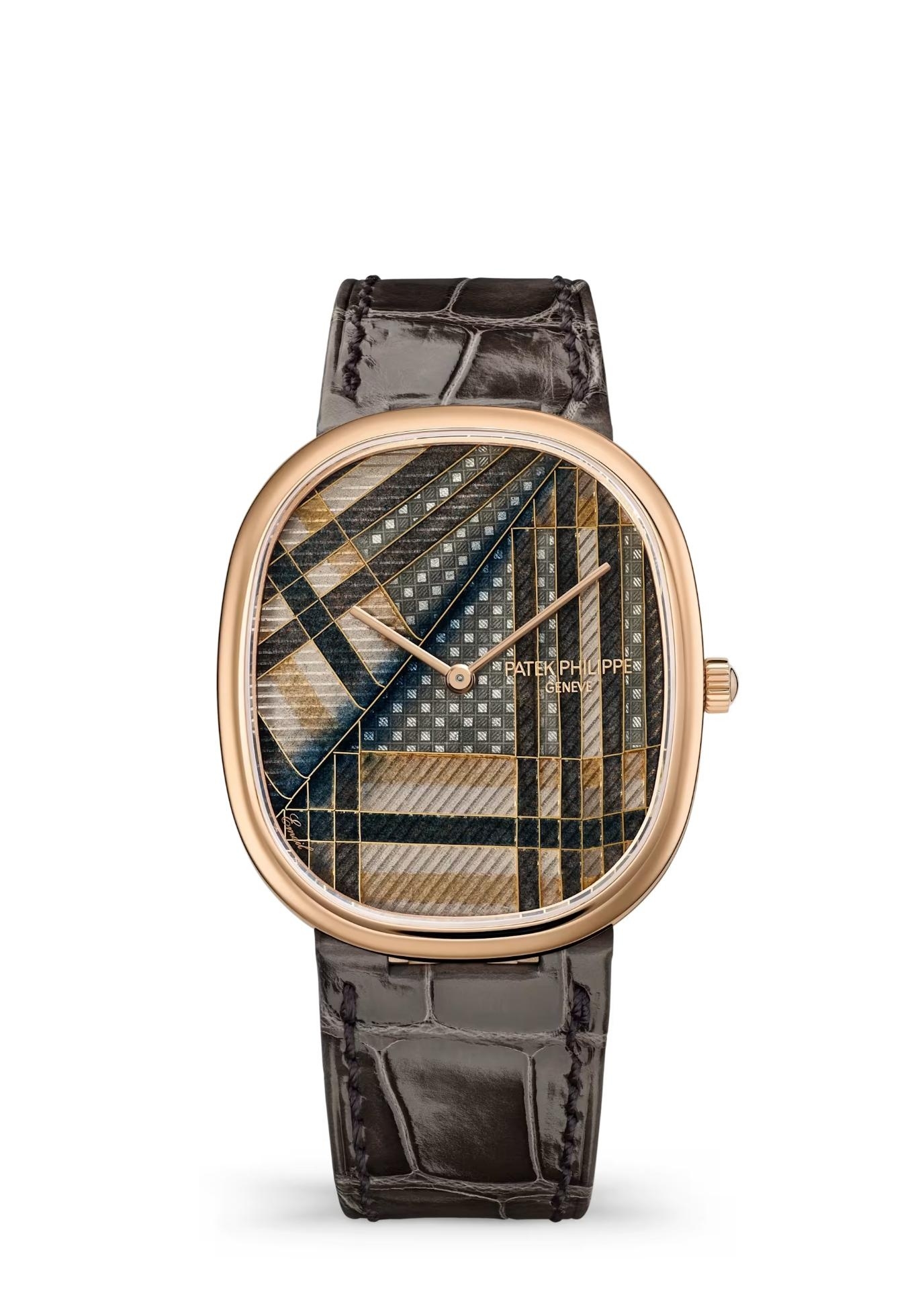 Patek Philippe 5738/50R-022 : Golden Ellipse 5738 Rose Gold / Beige Tartan