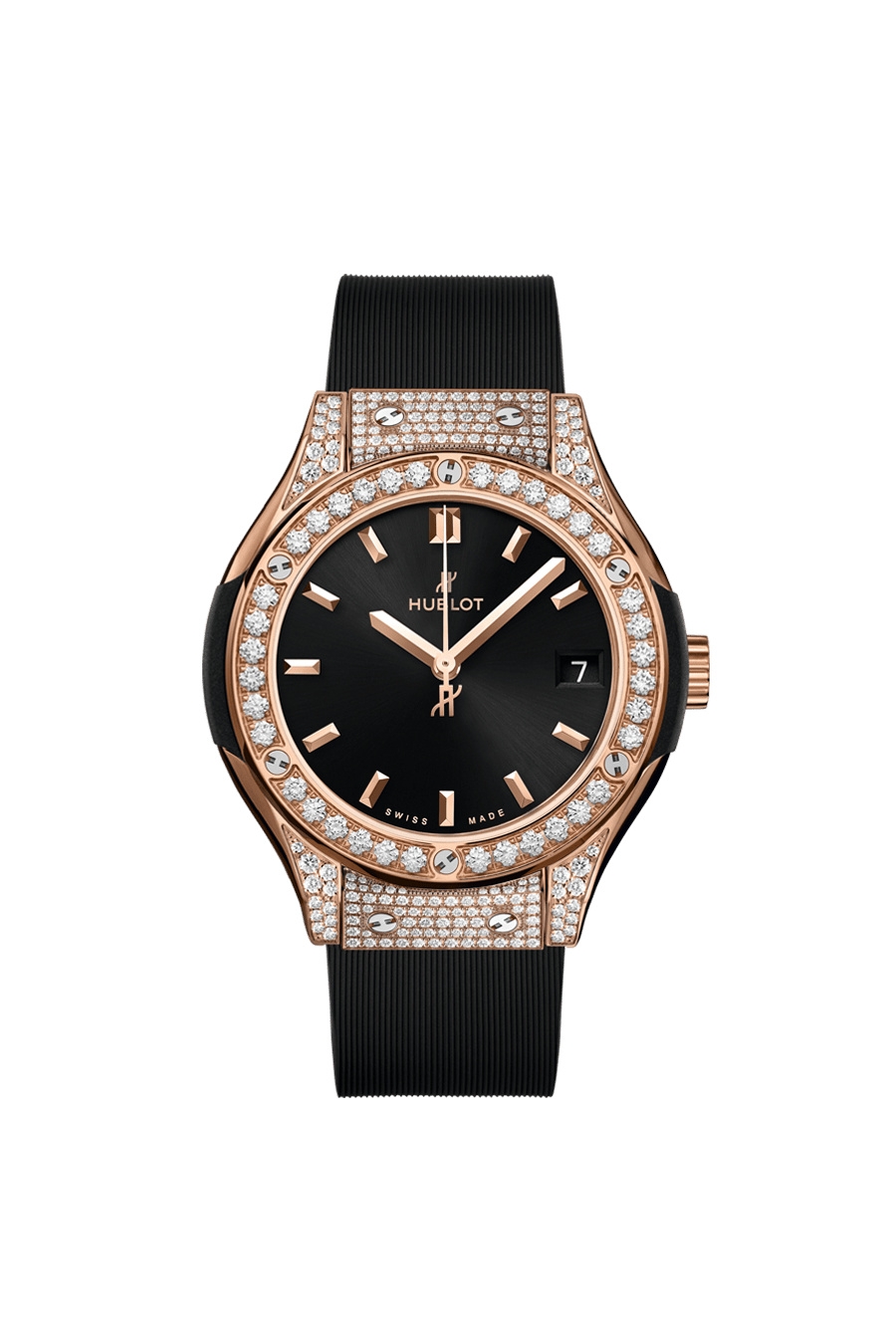 Hublot 581.OX.1480.RX.1704 : Classic Fusion 33 King Gold - Pavé / Black / Rubber