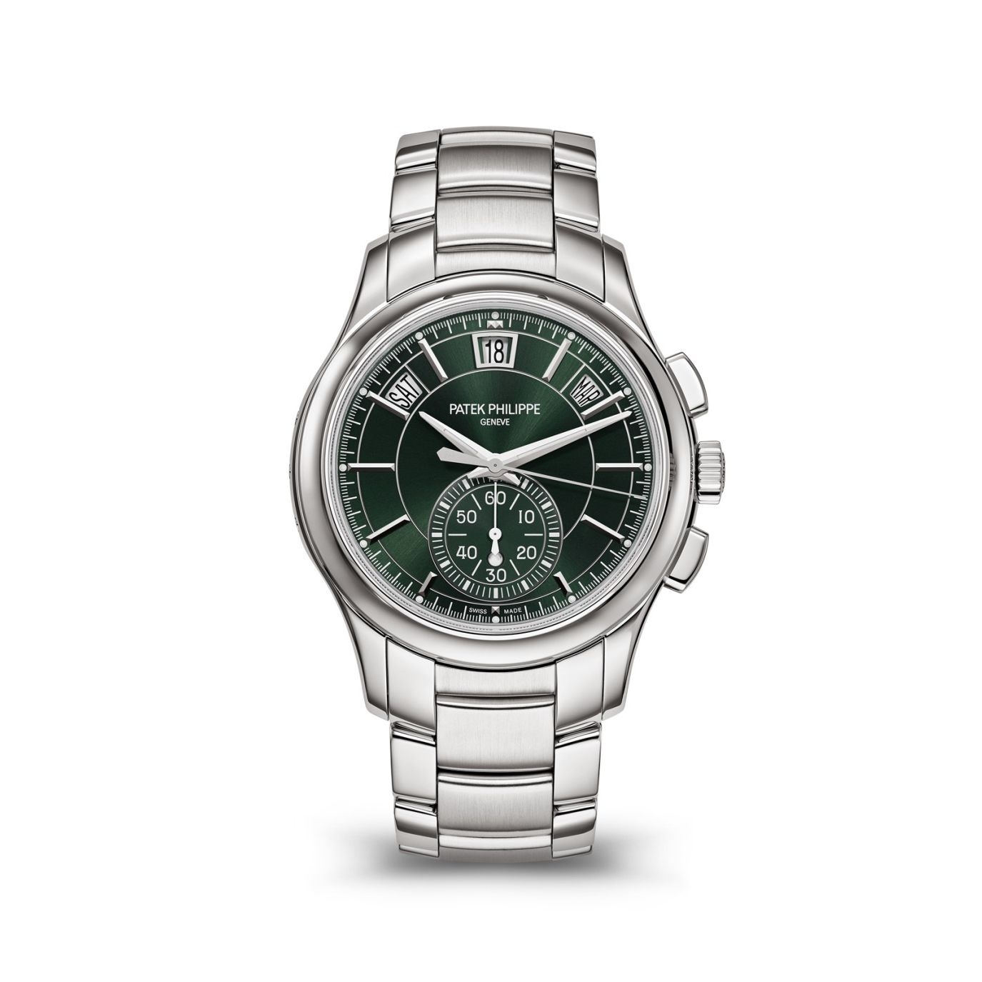 Patek Philippe 5905/1A-001 : Annual Calendar Chronograph 5905 Stainless Steel / Green / Bracelet