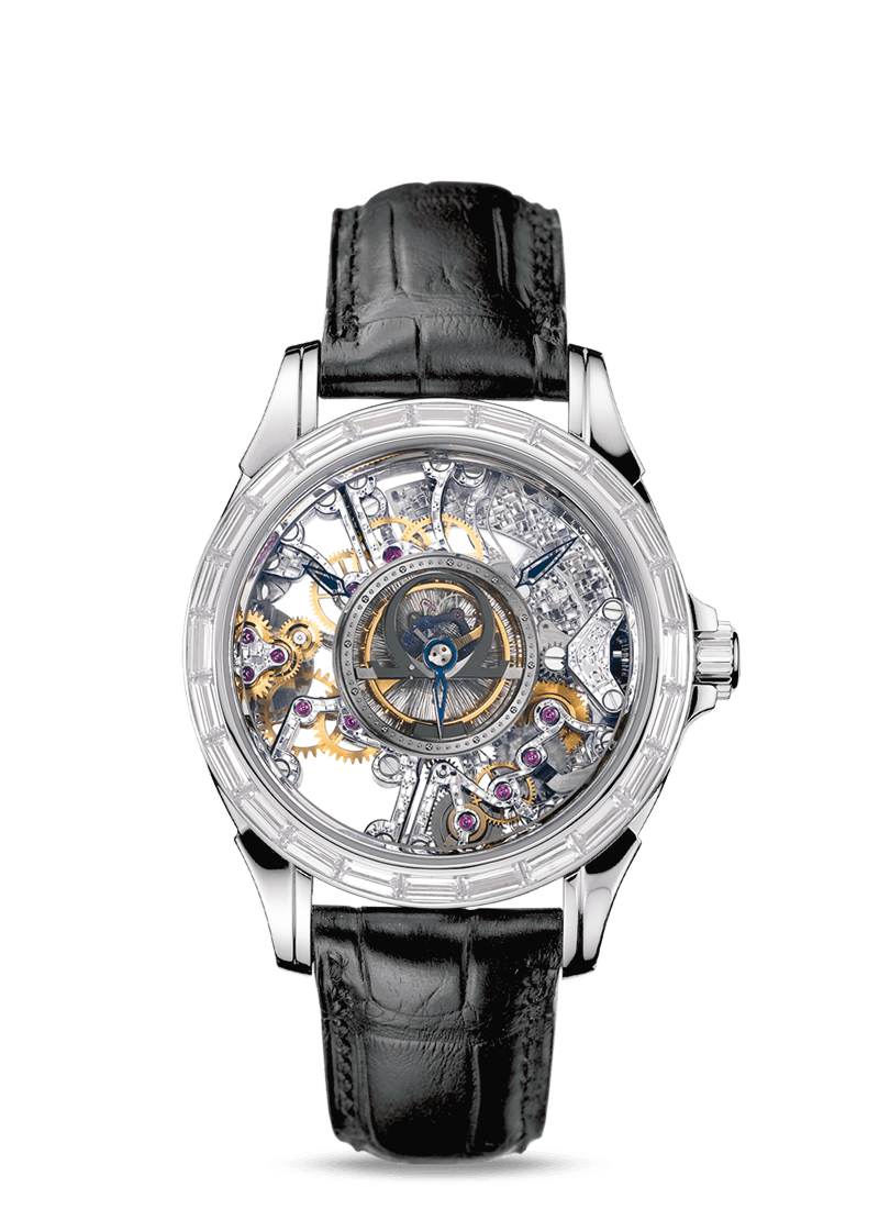 Omega 5946.30.31 : De Ville Tourbillon Platinum / Baguette / Skeleton