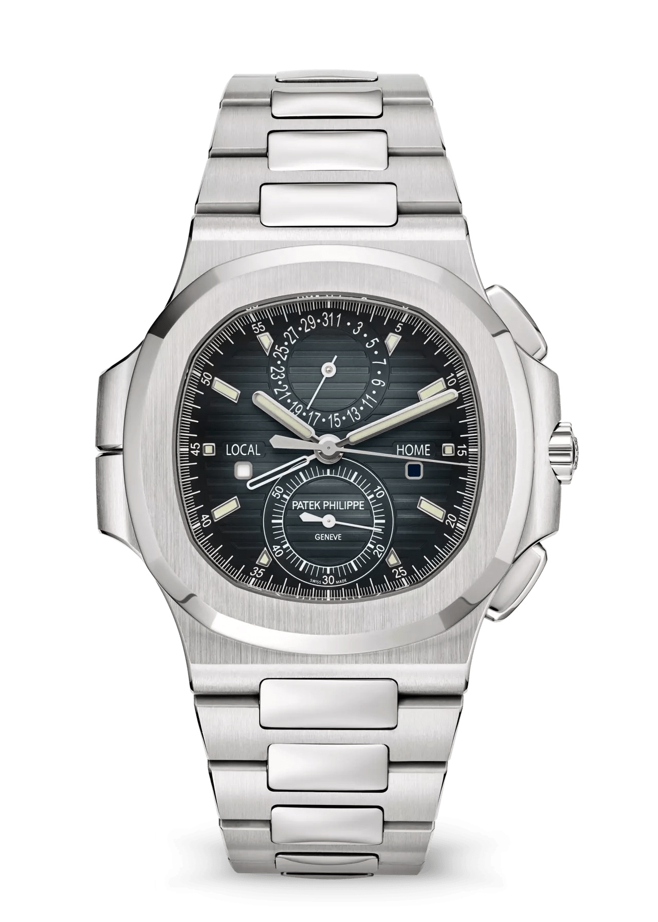 Patek Philippe 5990/1A-011 : Nautilus Travel Time Stainless Steel / Blue