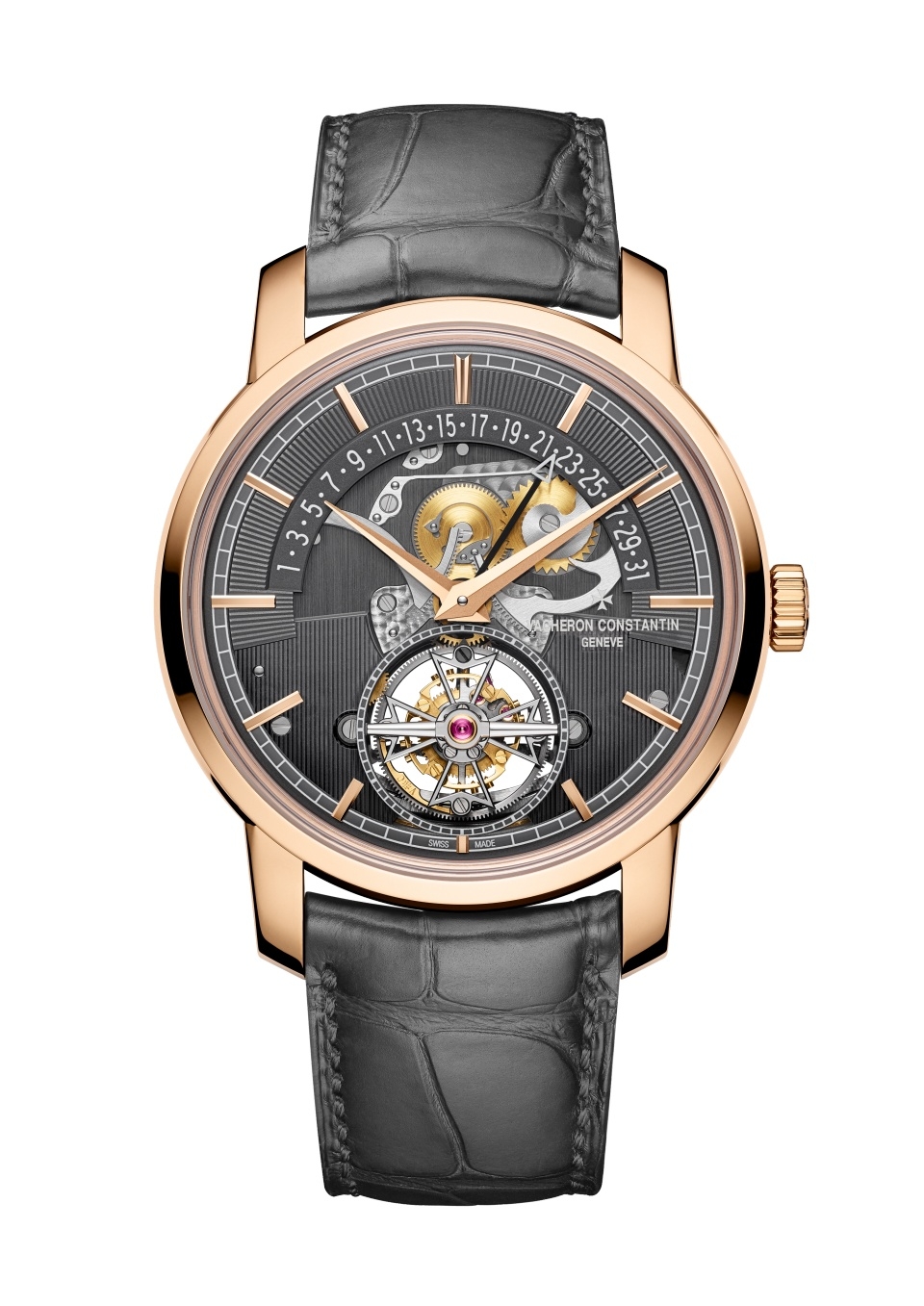 Vacheron Constantin 6010T/000R-B638 : Traditionnelle Tourbillon Retrograde Date Openface Pink Gold / Grey