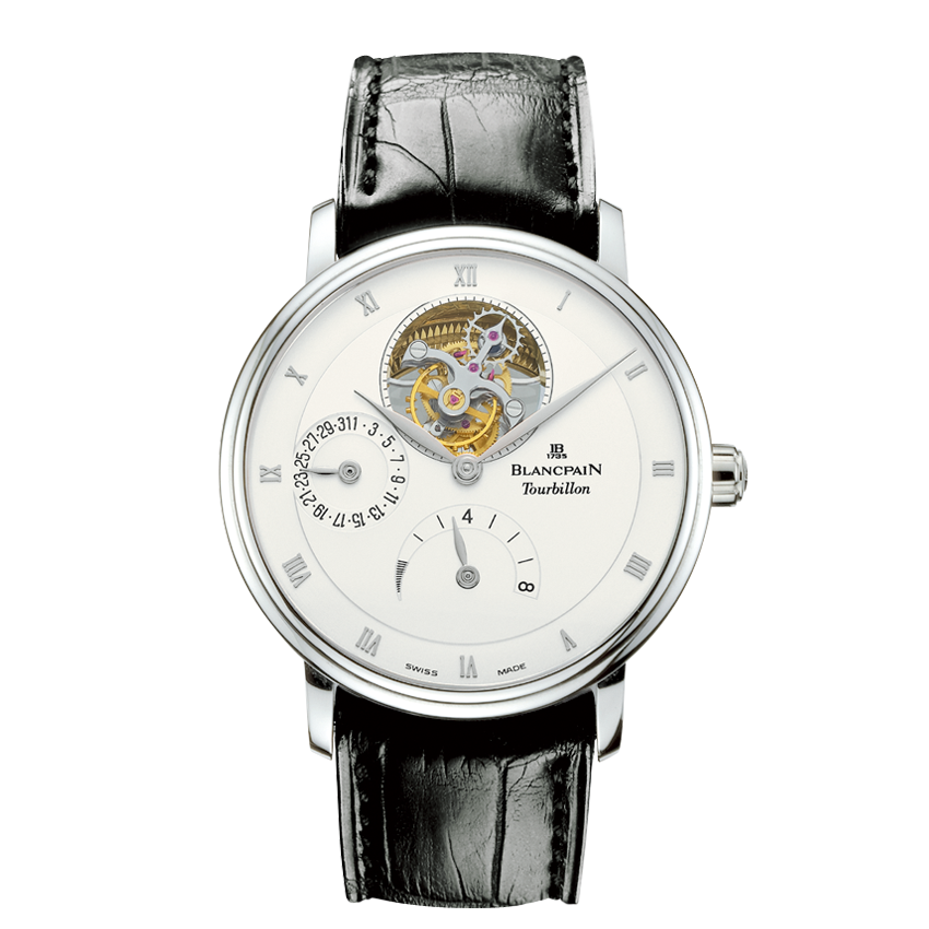 Blancpain 6025-1542-55B : Villeret Tourbillon 8 Jours White Gold / Opaline