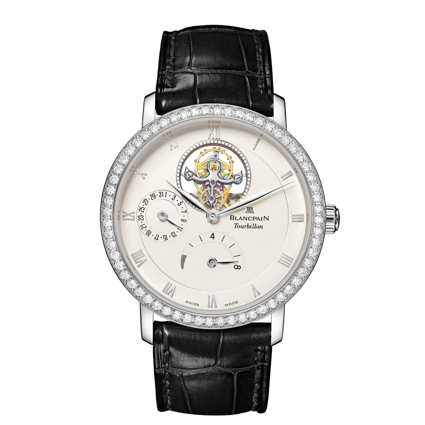 Blancpain 6025-1942-55B : Villeret Tourbillon 8 Jours White Gold / Opaline / Diamond