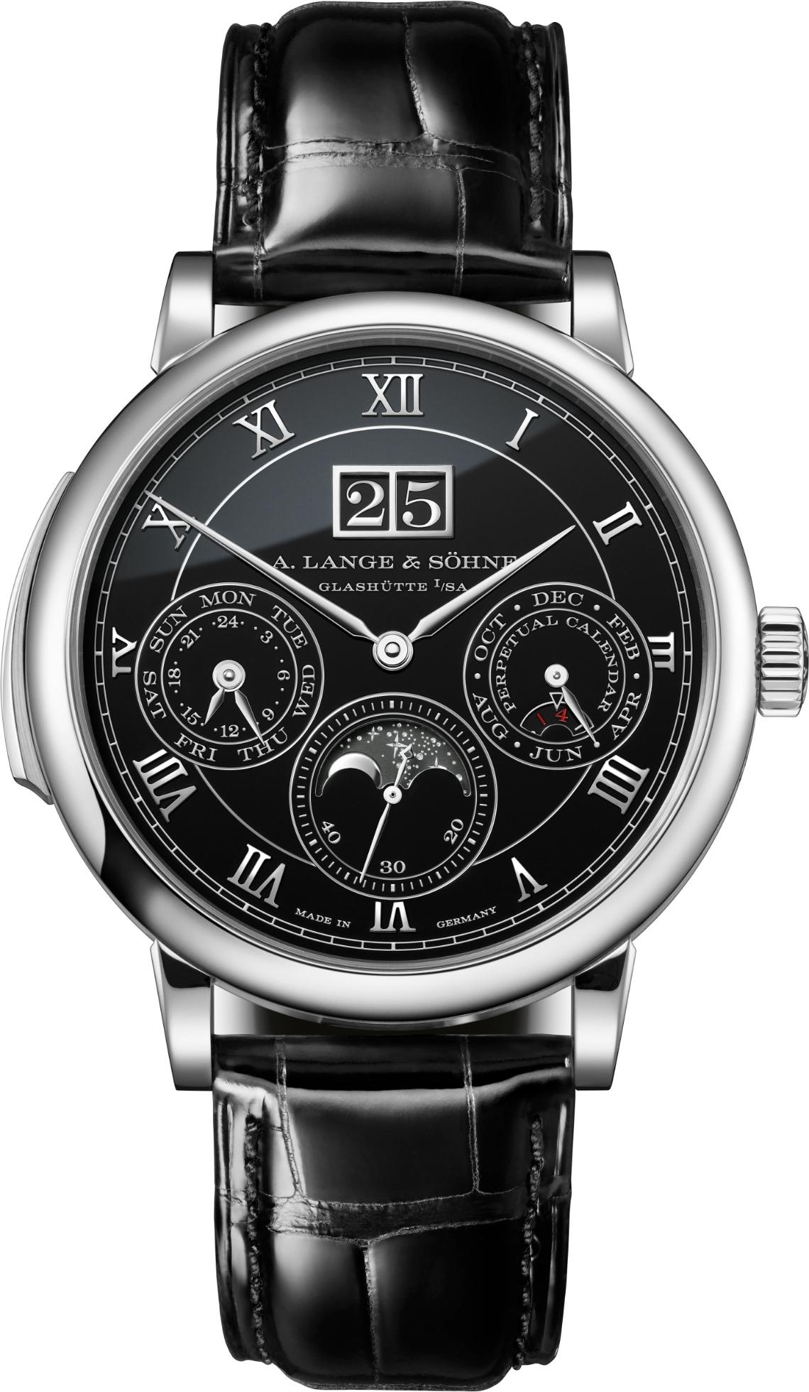 A. Lange & Söhne 607.091FE : Saxonia Minute Repeater Perpetual Platinum / Black Enamel