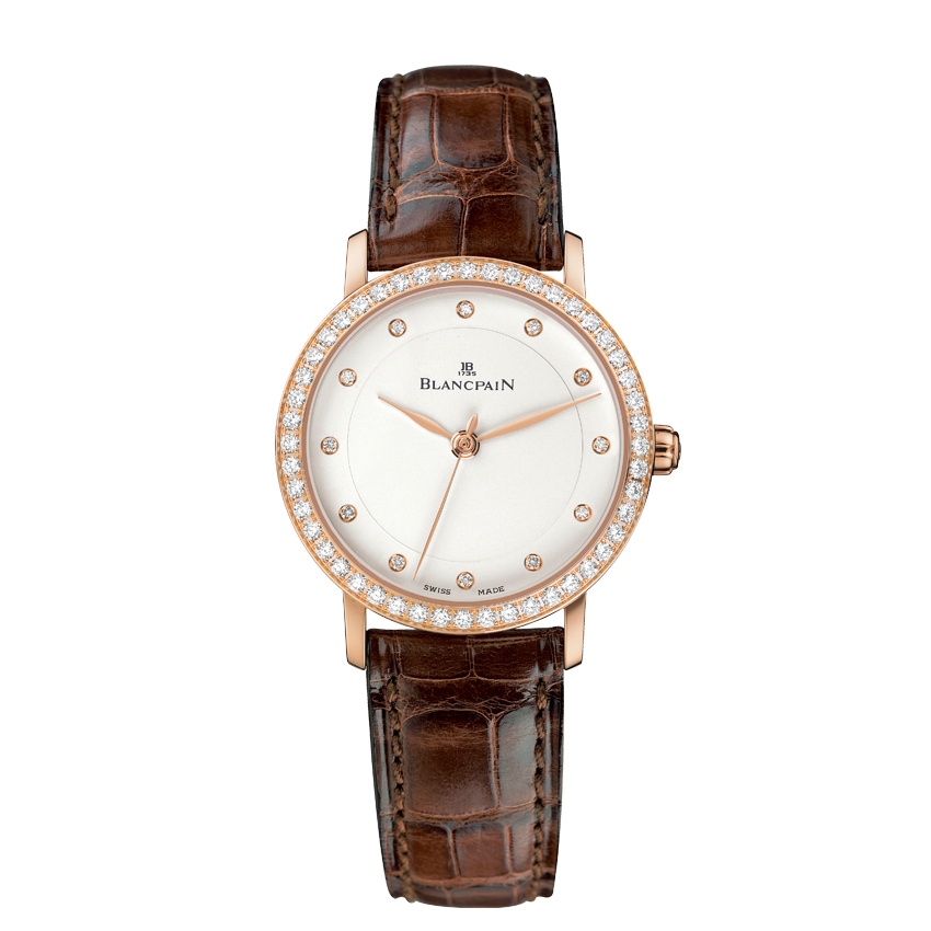 Blancpain 6102-2987-55A : Villeret Ultraplate Automatique Ladies Red Gold / Opaline / Diamond