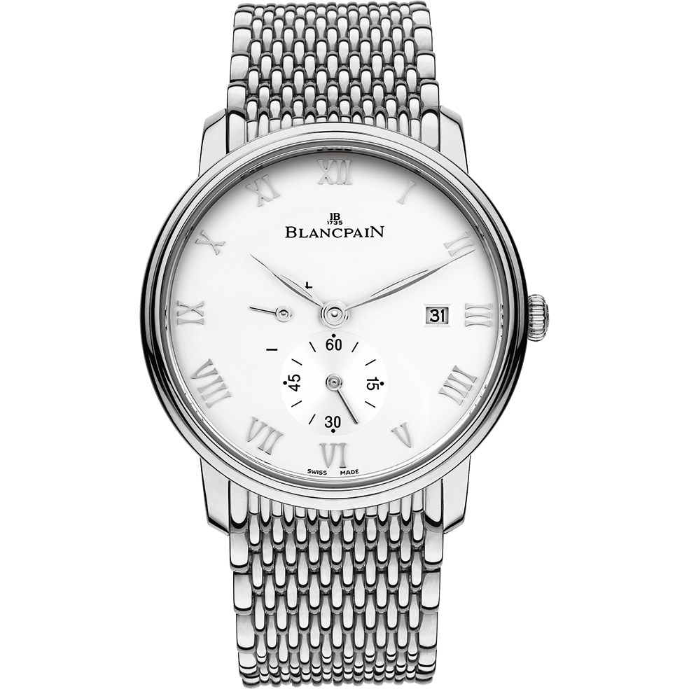 Blancpain 6606-1127-MMB : Villeret Ultraplate Power Reserve Date Stainless Steel / White / Bracelet