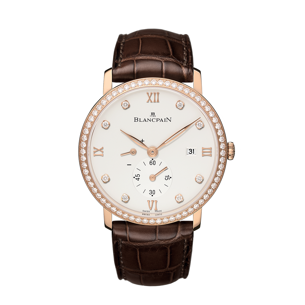 Blancpain 6606-2987-55B : Villeret Ultraplate Power Reserve Date Red Gold / Opaline / Diamond