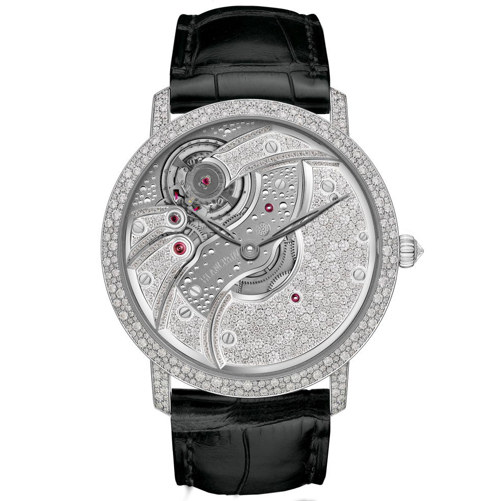 Blancpain 6616-9400-55B : Villeret Mouvement Inversé Serti Neige
