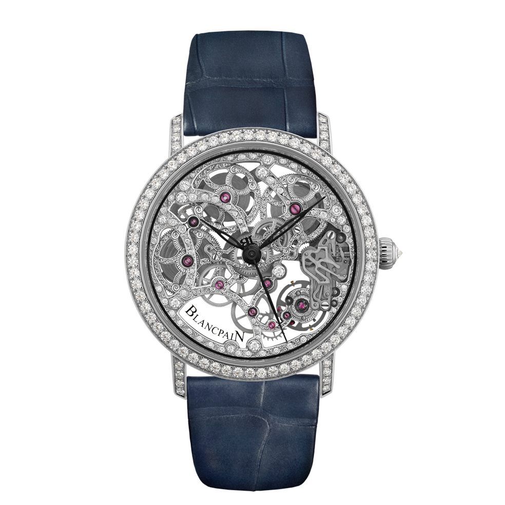 Blancpain 6633-1900-55B : Villeret Squelette 8 Jours White Gold / Diamond