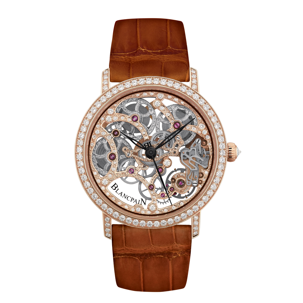 Blancpain 6633-2900-55B : Villeret Squelette 8 Jours Red Gold / Diamond