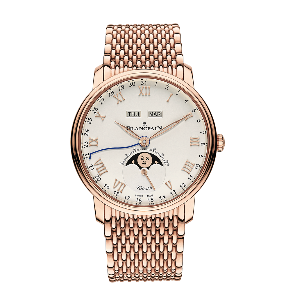 Blancpain 6639-3642-MMB : Villeret Quantieme Complet 8 Jours Red Gold / White / Bracelet