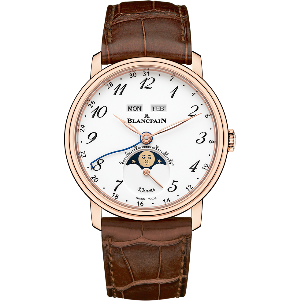 Blancpain 6639A-3631-55B : Villeret Quantieme Complet 8 Jours Red Gold / Enamel Arabic