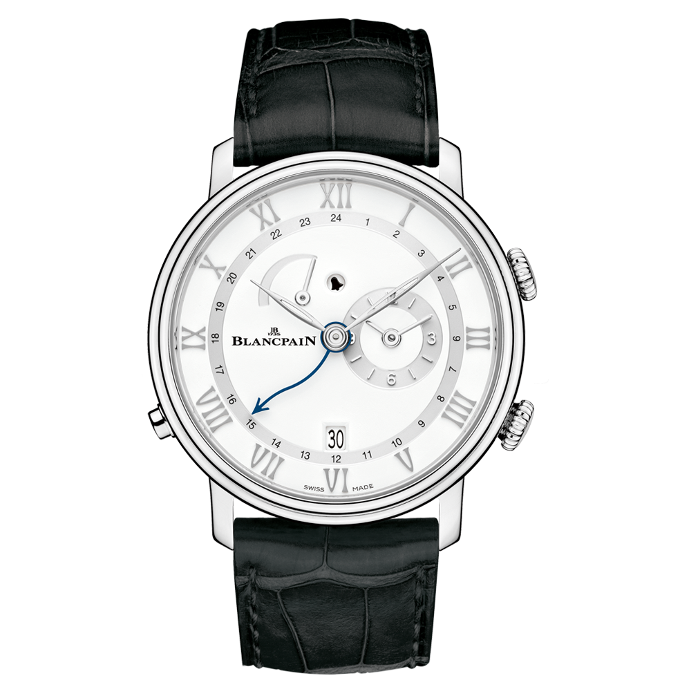 Blancpain 6640-1127-55B : Villeret Réveil GMT Stainless Steel / White