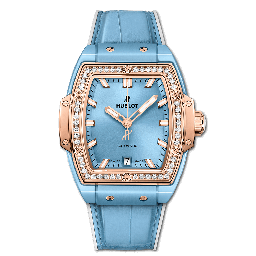 Hublot 665.EO.891L.LR.1204 : Spirit of Big Bang 39 Light Blue Ceramic / King Gold / Diamonds