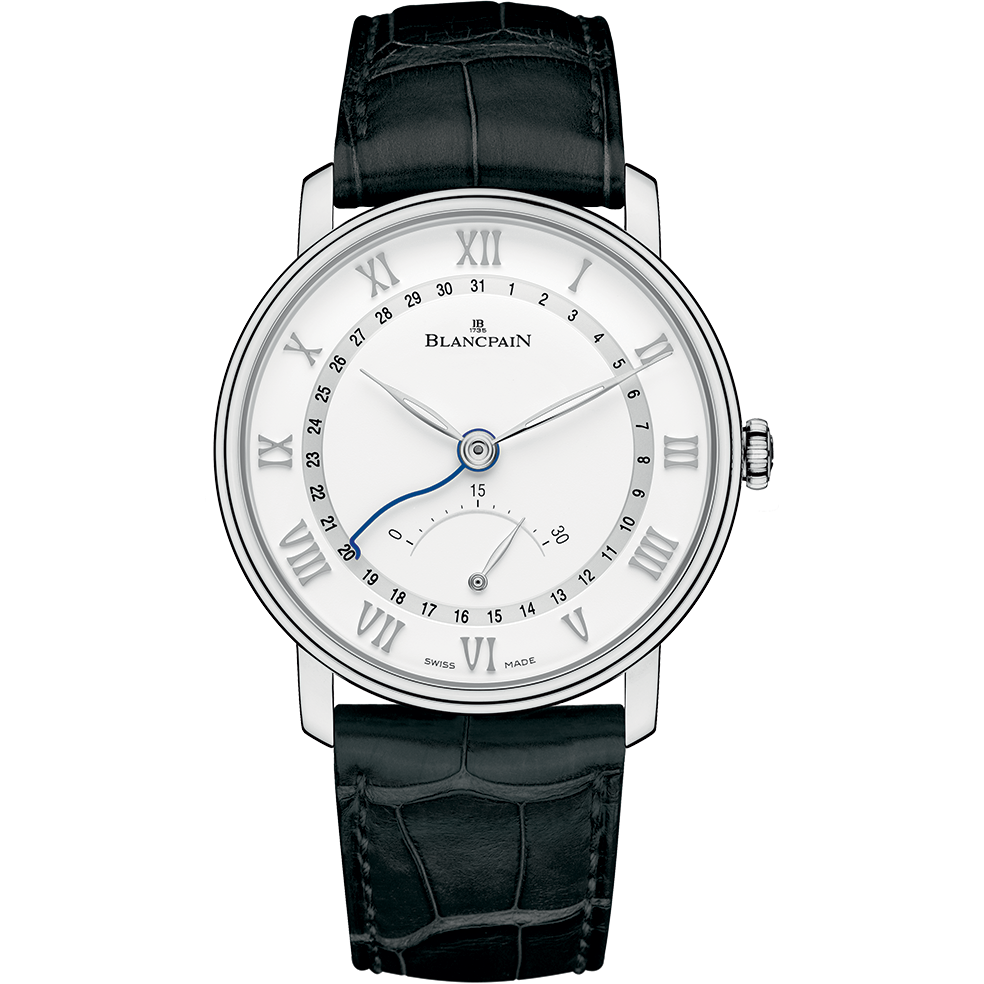 Blancpain 6653Q-1127-55B : Villeret Ultraplate Quantième Seconde Rétrograde Stainless Steel / White
