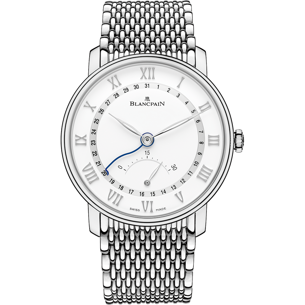 Blancpain 6653Q-1127-MMB : Villeret Ultraplate Quantième Seconde Rétrograde Stainless Steel / White / Bracelet