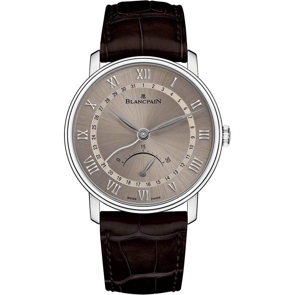 Blancpain 6653Q-1504-55 : Villeret Ultraplate Quantième Seconde Rétrograde White Gold / Grey