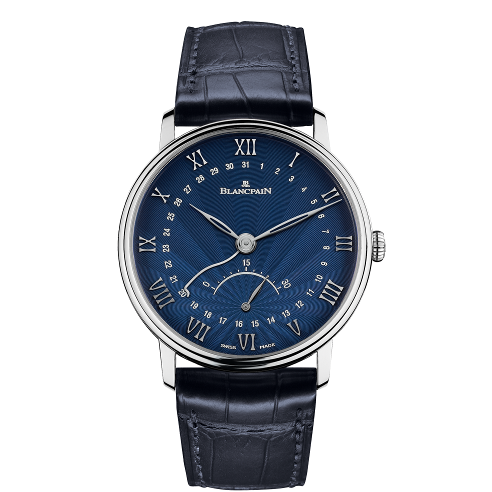 Blancpain 6653Q-1529-55B : Villeret Ultraplate Quantième Seconde Rétrograde White Gold / Flinqué