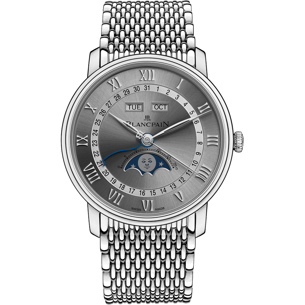 Blancpain 6654-1113-MMB : Villeret Quantième Complet 40mm Stainless Steel / Grey / Bracelet